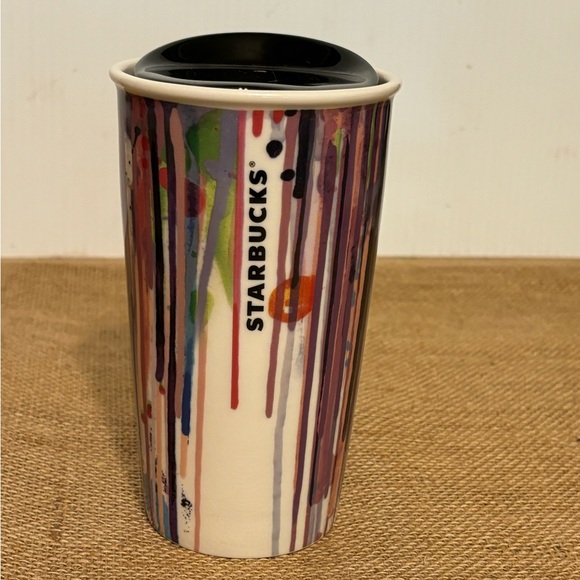 Starbucks | Ceramic Travel Tall Tumbler with Ceramic Lid | Paint Drip Design - Picture 8 of 13